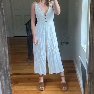 Cream linen jumpsuit